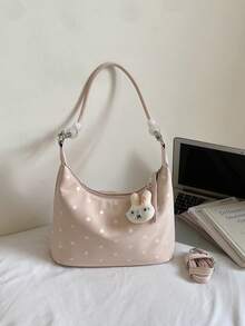 2026 New Summer Polka Dot Fashion Shoulder Bag, Soft Large Capacity Commute/School Tote Bag For Women - Pink - View 7