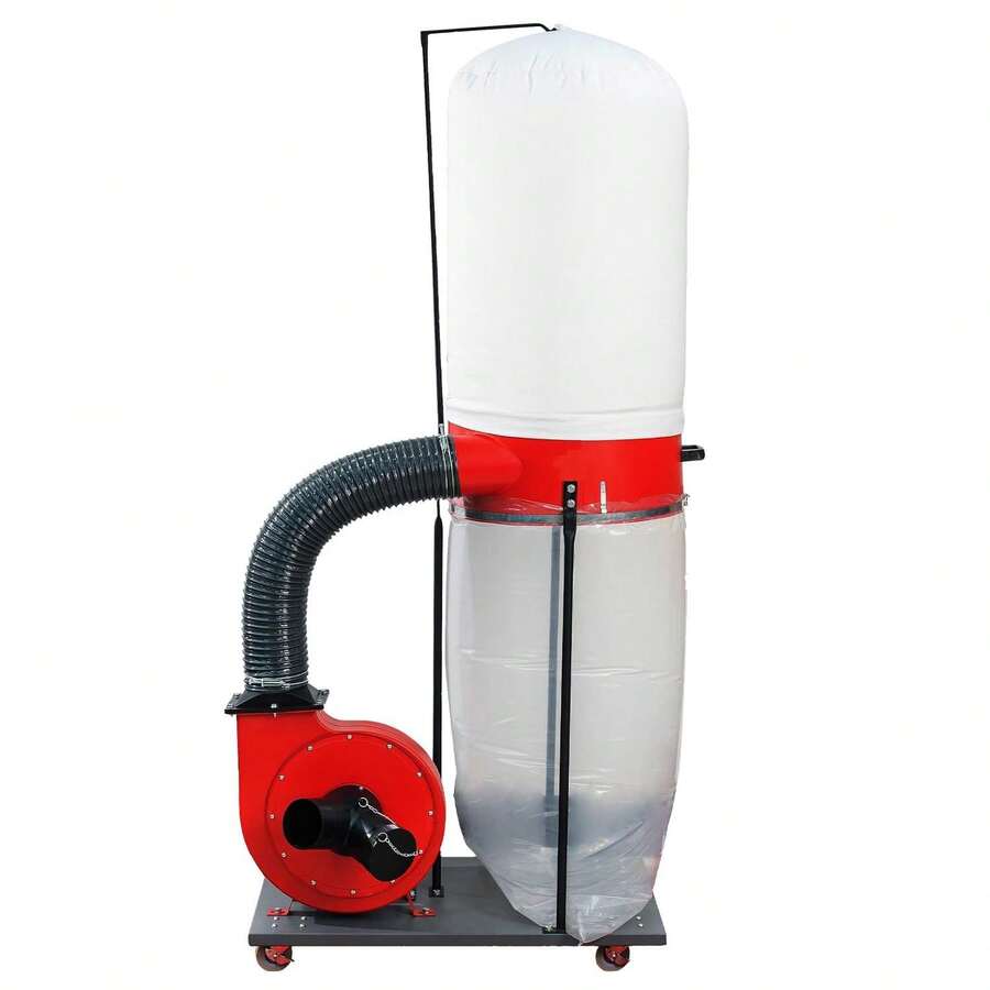 Potente colector de partículas de trabajo de madera para la tienda y el hogar - 750W / 1500W - Bolsa de colección de 12 galones - Diseño horizontal pesado - Base móvil - Vac de tienda eléctrica para taller profesional - Vertical 1500W (2HP) - Ver 1