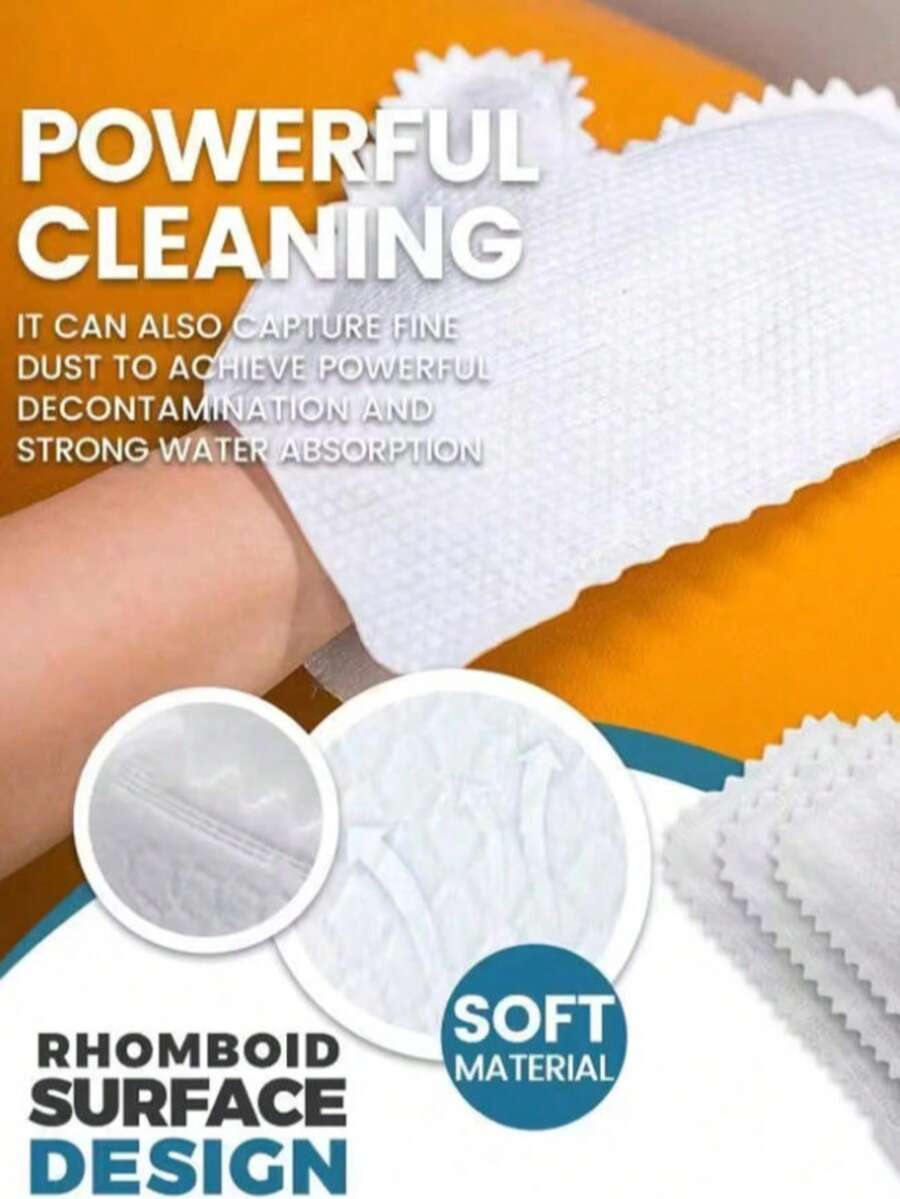 60pcs Disposable Microfiber Cleaning Gloves - Multipurpose Dusting & Dishwashing Mitts For Kitchen, Electronics, Windows & Home Cleaning, Reusable & Absorbent (White)