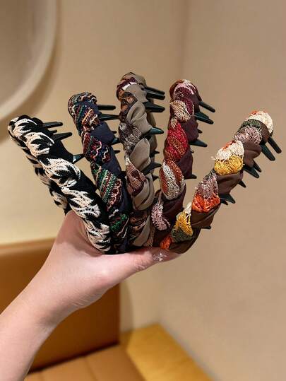 Women's Maillard Color Woven Headband, Elegant Retro Style, Women's And Girls' Non Slip Toothed Headband, Suitable For Commuting And Travel, Used For Tidying Up Bangs And Broken Hair.Hair Accessories For Women,Accessories Women Hair Band Diadema Hair Hoop