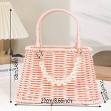 1pc Pink Plastic Flower Basket Home Decor Craft Storage Handheld Basket Party Wedding - Hand-held Flower Basket - View 5
