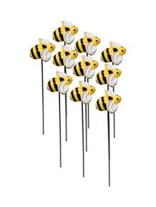 10Pcs Bee Garden Stakes Decor Metal Yard Art Ornaments Front Yard Art Stick Floral Picks Spring Summer Resin Bumble Bees Garden Stakes Outdoor Lawn Pathway Patio Plant Pot, Flower Bed Yellow Garden Stuff Graduation - Little Bee - View 1