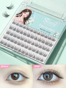 60pcs/Box Mermaid Segment Eyelash Extensions, Fashionable DIY Makeup Daily Wear False Eyelashes, Individual Cluster Lashes, Cartoon Style Eyelashes, Eyelash Extension Supplies - View 3