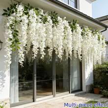 1pc 72-Inch Outdoor Artificial White Wisteria Vine, 183cm Total Length - Realistic Fake Hanging Vine, Dense Flowers, Double-Layered Plastic Wisteria Wreath, Suitable For Weddings, Parties, Gardens And Outdoor Decor - Year-Round Tabletop Center Decor, Balcony Hanging - White - View 8