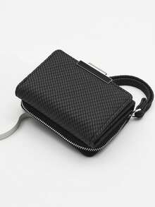 MINGYOU Short Tri-Fold Handbag Wallet, PU Leather Women's Multi-Function Wallet With Zipper, Large Capacity Coin Purse, ID Card Holder - Black - View 6