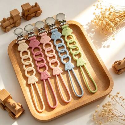 Chupete de silicona con forma de pez en una sola pieza con cadena antiperdi da, cordón para chupete