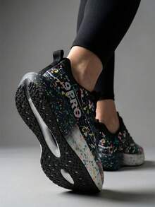 Women's Professional Running Shoes, Lightweight Breathable Air Cushion Shock Absorbing Non-Slip Durable Thick Sole Marathon Sports Sneakers - Black - View 4