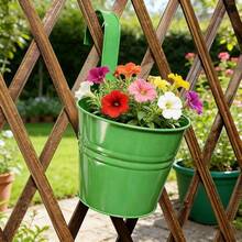 1/5/10 pezzi Vaso a forma di secchio in metallo - Vaso da parete vintage per balcone con manico, decorazione da giardino, adatto per uso interno ed esterno - B - Visualizzare 11