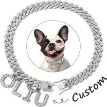 Rhombus Cuban Link Pet Necklace, Fashionable Luxury Pet Collar, Hip-Hop Rhinestone Design, Adjustable Comfortable Fit, Durable And Wear-Resistant, Suitable For Large And Small Dogs And Cats, Perfect For Walking, Photo Shoots - Multicolor - View 16