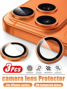 3 Stücke - Orange Kameraobjektiv Schutzfolie kompatibel mit iPhone 17 Pro/17 Pro Max, 1:1 unsichtbarer Originalpassform Kameraobjektiv, 9H gehärtetes Glas unabhängiger Metallschutz, hochdefinitiv transparent, einfache Installation, leicht, geeignet für 17 Pro Max/17 Pro/17/16 Pro Max/16 Pro/16 Plus/16/15 Pro Max/15 Pro/14 Pro Max/14 Pro Handys, Handyzubehör, Handyhüllen, tägliche Grundausstattung - Orange - Übersicht 14