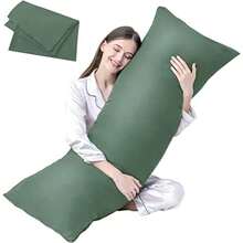 DOWNCOOL - Almohada de cuerpo grande transpirable de cuerpo completo para dormir de lado almohada de cama larga suave para adultos 20 x 54 pulgadas con funda - Verde - Ver 2