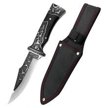 Cuchillo de chef de cocina de alta calidad tallado a mano (con funda protectora), cuchillo de cocina de acero inoxidable preciso, adecuado para cortar carne y verduras, mango ergonómico, ideal para preparar comidas en cocina doméstica y cortar pan. - Negro - Ver 7