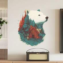 1 miếng dán tường hình silhouette gấu Bắc Cực trong rừng, thích hợp trang trí phòng ngủ, phòng khách, văn phòng. - Nhiều màu - Xem 5