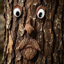 1pc Tree Face Tree Monster Sensory Resin Decor, Easter Outdoor Tree Bark Creative Decoration, 3.37"X4.33"X2.76" - B - View 3