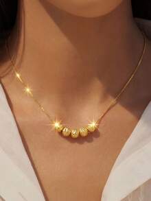1 chiếc dây chuyền mặt dây 3 hạt bằng bạc Sterling S925, thiết kế độc đáo, sang trọng và tinh tế, phụ kiện đeo cổ tối giản, đa năng và duyên dáng, phù hợp cho phụ nữ đeo hàng ngày và làm quà tặng dự tiệc thanh lịch. - chuyển hạt - Xem 2