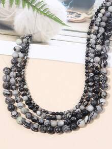 1 Strand 4/6/8/10mm Natural Black Network Jasper Spider Web Jasper Beads Round Loose Spacer Beads For Jewelry Making DIY Bracelet Necklace Accessory. - Multicolor - View 3