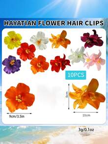 10 chiếc kẹp tóc hoa Hawaii, kẹp tóc hoa dâm bụt nhiệt đới nhân tạo dành cho nữ, thích hợp cho bãi biển, tiệc tùng, phong cách Boho, thời trang, thanh lịch, tối giản, màu trơn, thích hợp cho hàng ngày, thường ngày, tiệc tùng, đi làm, kỳ nghỉ, búi tóc, buộc tóc đuôi ngựa, rửa mặt, trang điểm, phụ kiện quần áo, du lịch, sinh nhật. - 10 chiếc, nhiều màu sắc - Xem 3