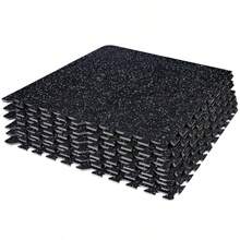 Sivan Fitness 1/2" Thick Rubber Top High Density EVA Foam Gym Flooring for Home Gym - 24 Sq Ft Exercise Mat Tiles for Workout Yoga MMA Heavy Exercise Equipment Mat - 6 Interlocking Gym Floor Mat - Negro/Azul - Ver 2