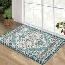 Area Rugs, Vintage  Hallway Rug Machine Washable Area Rug Low Pile Rugs Non-Slip Non-Shedding Rug Print Floor Carpet Folable Rug For Bedroom Kitchen Home Decor - COLOR-gREEN - View 5