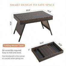 Mesa auxiliar de mimbre para exteriores mesa auxiliar de patio para jardín terraza porche patio o piscina 23.6 pulgadas de largo x 15.8 pulgadas de ancho x 15.8 pulgadas de alto color - como en la foto - Ver 2