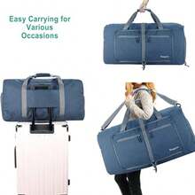 woogwin - Bolsa de viaje grande plegable impermeable para la noche para playa natación piscina deportes gimnasio Bolsas de lona grandes - 60L Nieve Azul Oscuro - Ver 4