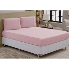 Fitted Sheet Set With Elastic + Pillowcase, 400 Thread Count Percale Flex Luxury, Peach Touch, Single, Full, Queen, King - Baby Pink - View 3