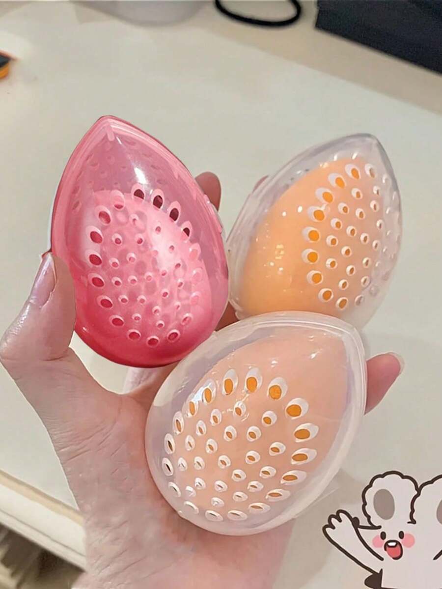 1/2pcs Makeup Sponge Storage Box, Transparent Makeup Blender Holder, Large Capacity Makeup Accessories For Holiday, Beach, Bathroom, Bedroom - Multicolor - View 1