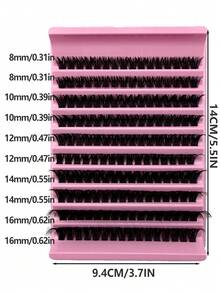 160 簇 D 型卷翘单根假睫毛，长度从 8 毫米到 16 毫米不等，浓密、蓬松、密实，簇状设计，分段式设计——非常适合 DIY 化妆。 - D - 查看 7