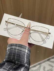 1pc Women's Multi-Color Cat Eye Metal Frame Fashion Retro Simple Personalized Spring Leg Casual Wear Stylish Non-Prescription Glasses2026 - Nhiều màu 3 - Xem 7