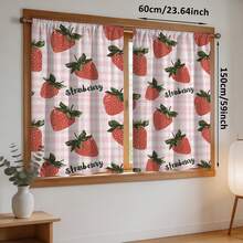 NOSBEI 2 tấm rèm cản sáng in hình dâu tây kẻ caro, kích thước 52" (rộng) x 84" (dài), rèm kẻ caro ngọt ngào phù hợp cho phòng ngủ và phòng khách, kiểu dáng thẩm mỹ dễ thương với túi luồn thanh treo rèm. - Nhiều màu - Xem 14