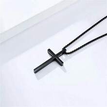 1pc Men's Titanium Steel Minimalist Cross Pendant Necklace, Suitable For Daily Decoration Wear Stainless Steel Jewelry Fathers Day Gift School Halloween Accessories Punk Streetwear Accessories Jeans Accessories - Multicolor - View 3