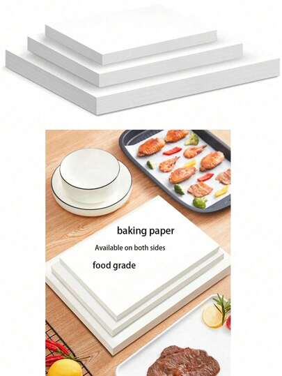 50/100 pièces Lot de papier de cuisson anti-adhésif prédécoupé - Feuilles de papier sulfurisé blanc, 30 cm*25 cm 40 cm*30 cm, papier sulfurisé résistant aux graisses pour la maison, le restaurant, la cuisine, la friteuse à air, le four, la cuisson, la cuisson, le rôtissage, la cuisson à la vapeur, la friture