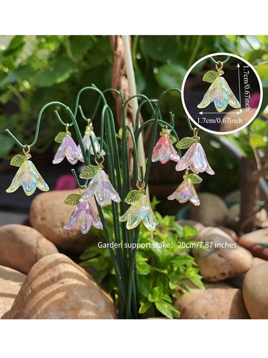 20件套花园装饰花盆套装,包含(10个迷你百合吊坠+10根支撑杆),阳光下闪闪发光,迷你花园树桩套装,迷你透明3D铃兰吊坠DIY,吊坠,户外盆栽植物和景观装饰,多肉植物花盆装饰和迷你盆景模型,家居、庭院和花园花盆装饰,圣诞节、新年和情人节迷你装饰品,室内/室外装饰艺术品,节日礼物 - 均碼 - 查看 1