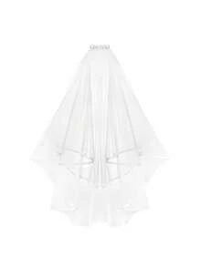 1pc Bridal Veil, Bride Pearl & Rhinestone Bow Veil, Bachelorette Party & Wedding Headpiece, Suitable For Wedding And Bachelorette Party - Bride Faux Pearl Letter Headpiece Photography Prop Wedding Gift,Festival,Elegant - White - View 10