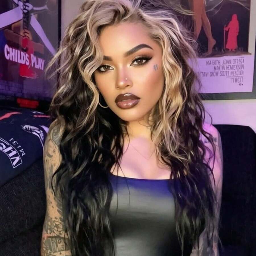 Highlight Black And White Deep Wave Lace Front Wigs Human Hair 200% Density 13x4 HD Lace Frontal Wigs Curly Human Hair Highlight Glueless Wig For Women Pre Plucked With Natural Hairline Can Be Permed & Dyed - 黑白高光 - 查看 1