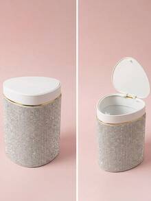 1 chiếc hộp đựng đồ trang điểm để bàn hình trái tim đính đá, có nắp xoay, thích hợp cho bàn trang điểm, phòng ngủ, văn phòng, lấp lánh dưới ánh nắng mặt trời. - Nhiều màu - Xem 8