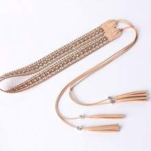 1 chiếc dây thắt lưng dài màu nâu khoét lỗ dành cho nữ - Màu be - Xem 6