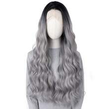 ZigZag Hair 女士优雅卷曲波浪假发，高温丝材质，180%密度，弹性帽，渐变灰色，长卷发，适合所有体型 - 漸變灰色 - 查看 6