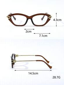 1 Pair Women's Cat Eye Metal Frame Vintage Versatile Street Style Fashion Non-Prescription Glasses - Clear - View 7