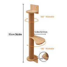 Bộ sản phẩm gồm trụ leo cho mèo gắn tường, bệ nhảy bằng gỗ, trụ cào móng, giường ngủ và chỗ đậu cho mèo, thiết kế tiết kiệm không gian. - Màu nâu  Mocha - Xem 6