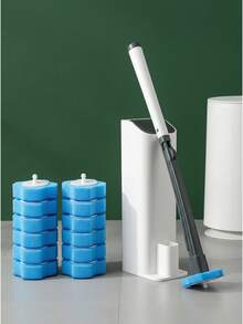 Disposable Toilet Brush With Built-In Cleaning Agent, Wallmount Toilet Cleaner Brush Set Fits Toilet Bowls, No Blind Spots Bathroom Decor Fall Decor - One-size - View 2