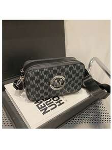2025 New Fashion Classic Versatile Solid Color PU Waterproof Material Rhombus Design Retro Chic Metal Animal Logo Decor Square Shoulder Bag Crossbody Bag Letter Pattern Decor Design Suitable For Shopping Women Animal Print Tote Bag - 黑色 - 查看 1