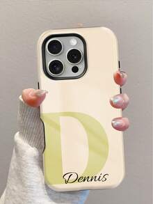 1 pièce - Étui de téléphone personnalisé avec un style de cœur féminin, avec une signature/un nom personnalisé, une finition brillante bicolore rose et jaune clair en arrière-plan. Compatible avec iPhone 17 Pro Max/16 Pro Max/15/14/13/12/11/7/X. Style coréen, de haute qualité, à la mode et amusant. Étui de téléphone d'été | Étui de téléphone de haute qualité | Cadeau pour les filles. - Multicolore - Voir 5