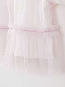 mini bala Girls Baby Short Sleeve Tee, Soft Breathable Mesh Layered Summer Top 2026 - 珍珠白 - 查看 8