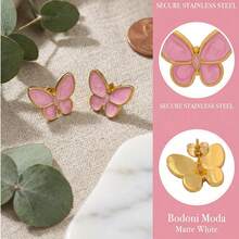 Crafted With Powder Atomization Technology, The Butterfly-Shaped Earrings Add A Sweet And Charming Touch, Perfect For Spring Outfits. This Minimalist And Elegant Accessory Is The Finishing Touch For Your Wardrobe, Suitable For Any Formal Occasion. - Butterfly - View 5