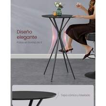 VASAGLE Bar Table Round Cocktail High Parte Superior Pub Bistro Mesa para Fiesta de acontecimientos Cocina Comida Bar en el hogar Negro Marco de Metal Resistente - Negro tinta negro mate - Ver 5