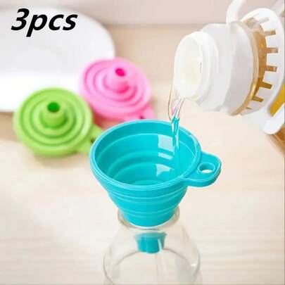 1pc/3pcs Silicone Collapsible Funnel Foldable Funnels For Water Bottle Liquid Transfer Kitchen Gadgets Accessories