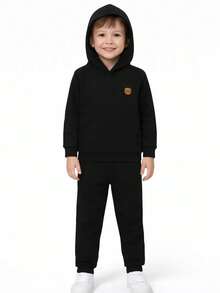 Boys' Thick Fleece Tracksuit Set (Ages 1-10) | Basic Fleece Jacket And Pants - 1 Black Set - View 4