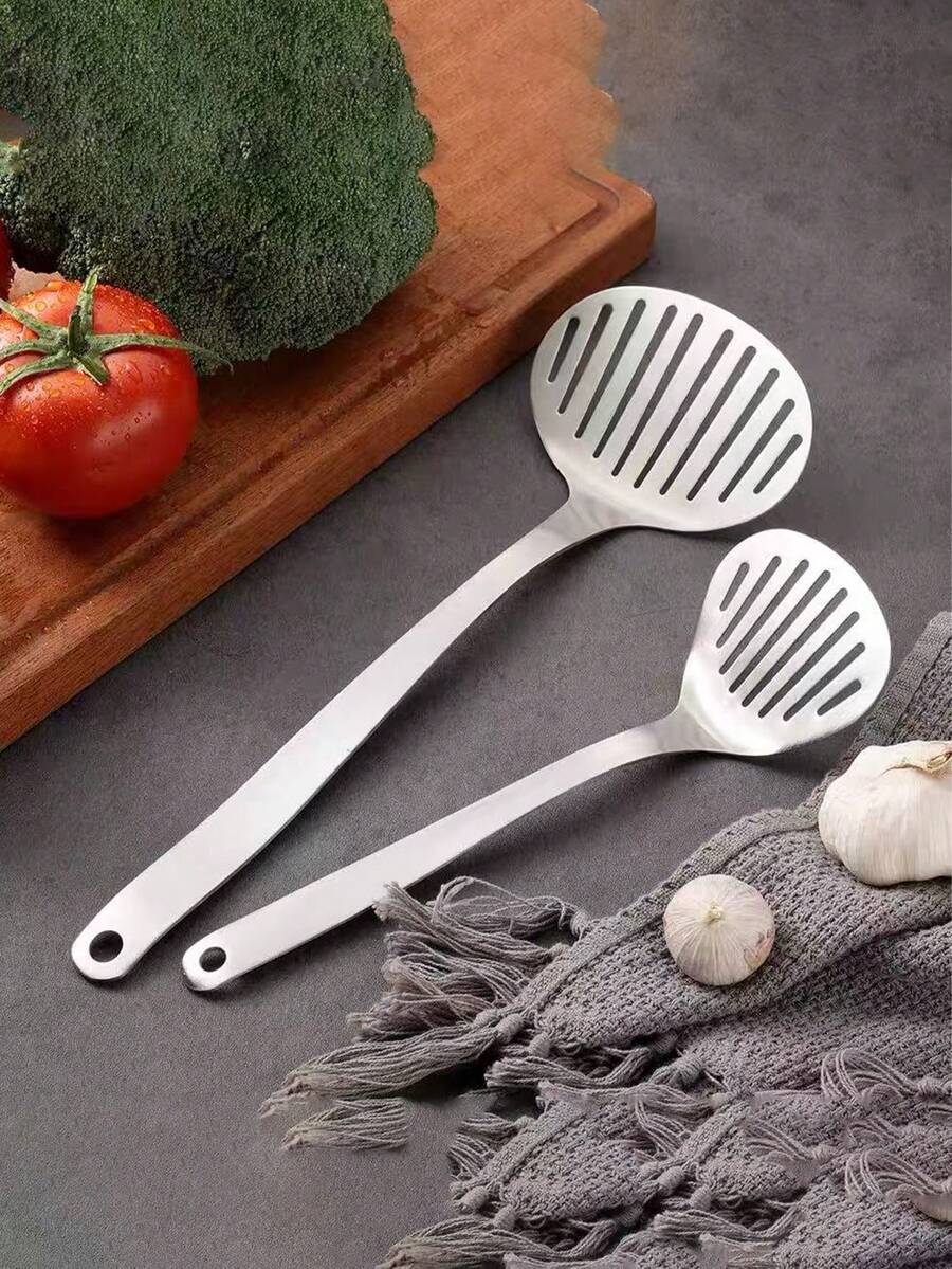 1 cái xẻng nấu ăn bằng thép không gỉ 304, dùng để lật bánh kếp và trứng, xẻng xào nấu ăn tại nhà. - Bạc - Xem 1