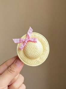 2/4 piezas Clips para el cabello con forma de sombrero de paja con lazo y corazón, adecuados para niñas para uso diario, fiestas y playa - Multicolor - Ver 8